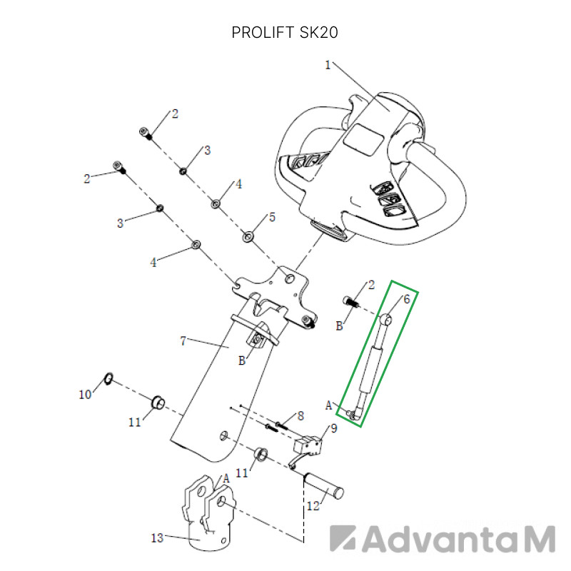 Амортизатор ручки для штабелеров SDR/SDK 1,5-2 т, для тележек SK20  - 2