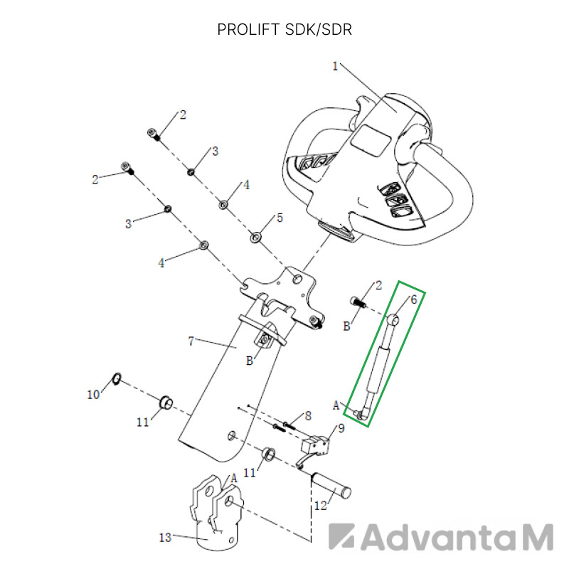 Амортизатор ручки для штабелеров SDR/SDK 1,5-2 т, для тележек SK20  - 1