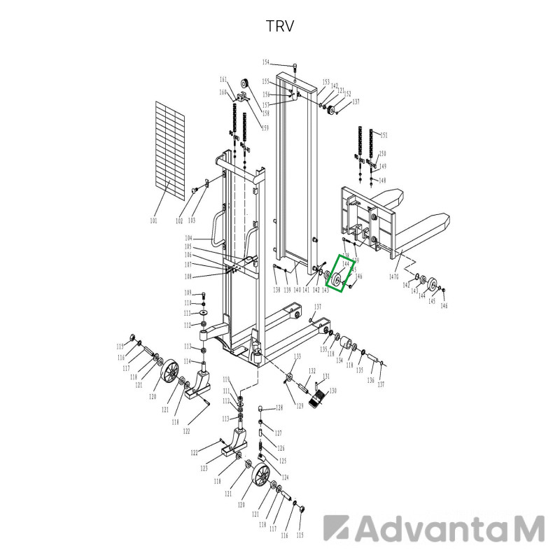Ролик мачты упорный в сборе для TRV  - 1