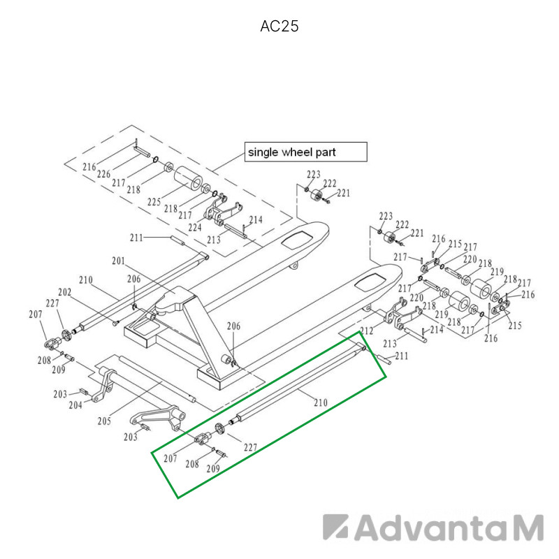 Подвильная тяга для гидравлических тележек AC25 1800 мм  - 1